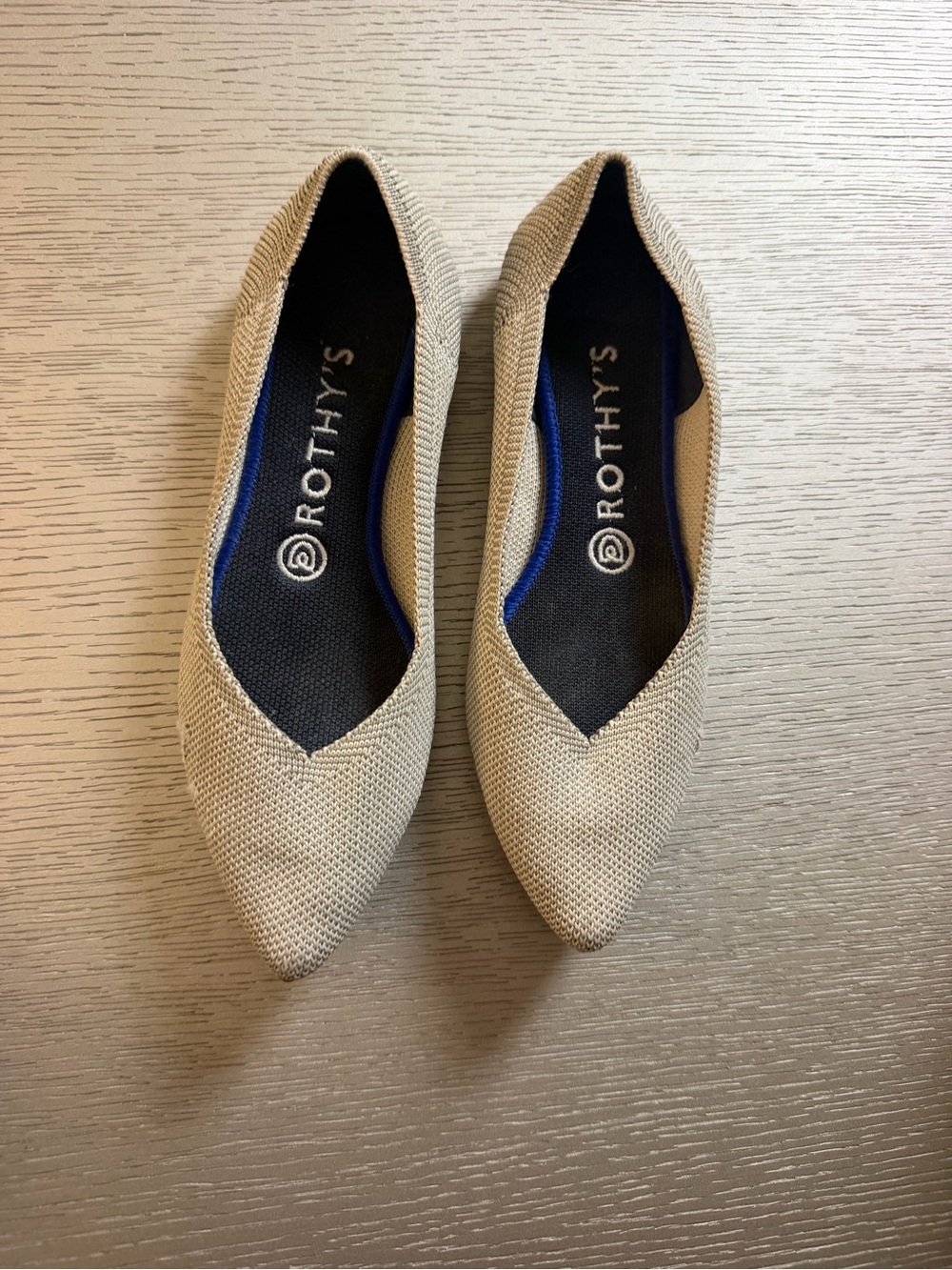 Rothy's Pointed Knit Flats in Light Beige